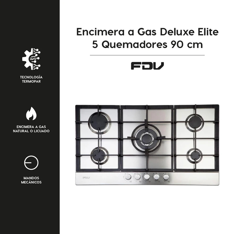 Encimera a Gas Design 5 Quemadores 90 cm FDV