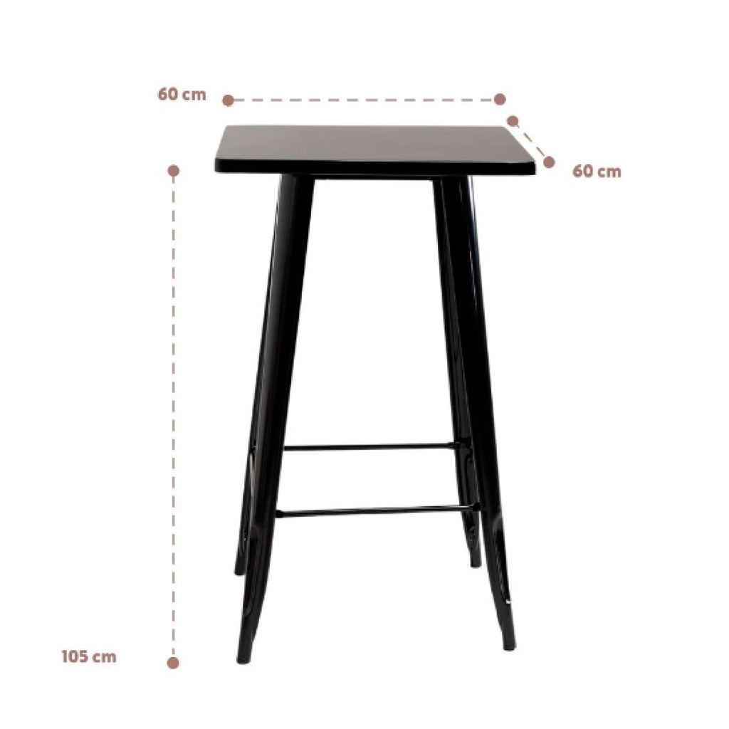Mesa Sur de bar o terraza o restaurant 105 cm de alto 60x60cm - Negra