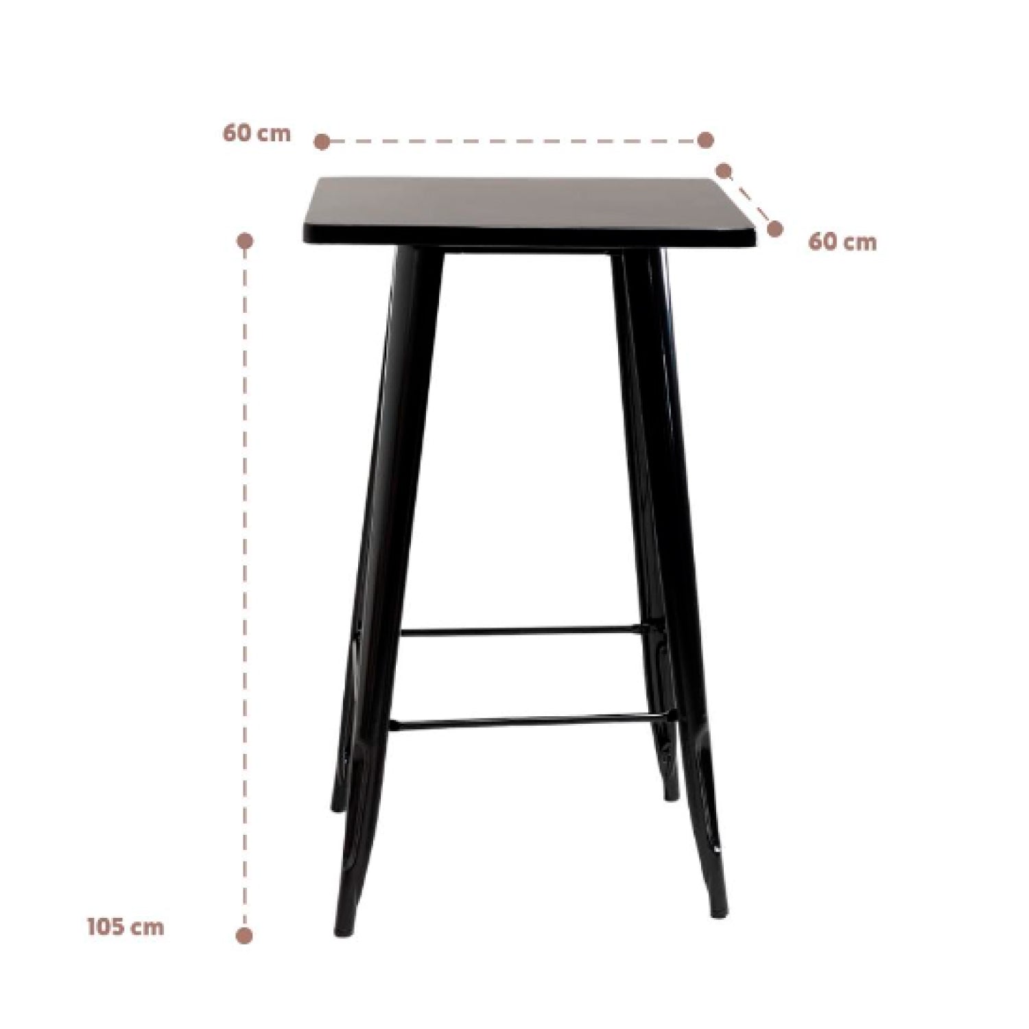 Mesa Sur de bar o terraza o restaurant 105 cm de alto 60x60cm - Negra