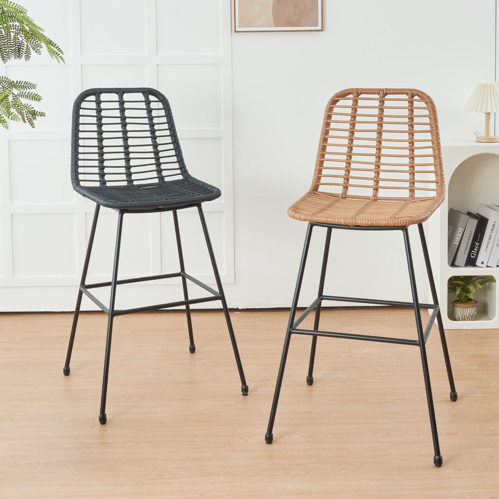 Taburete Alto de Terraza Rattan Santiago Color Negro