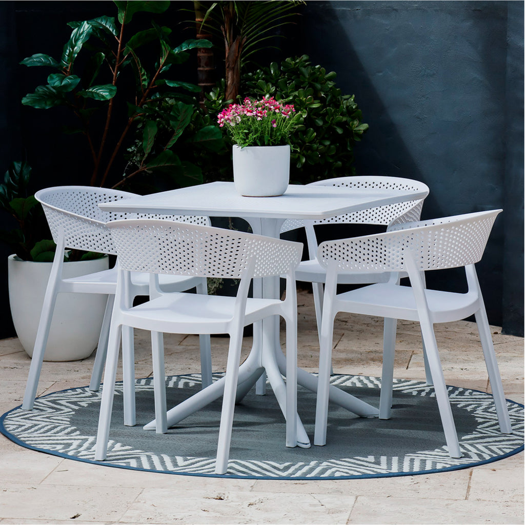 Mesa restaurant Bar 80x80 Polipropileno Terraza Exterior - Blanca