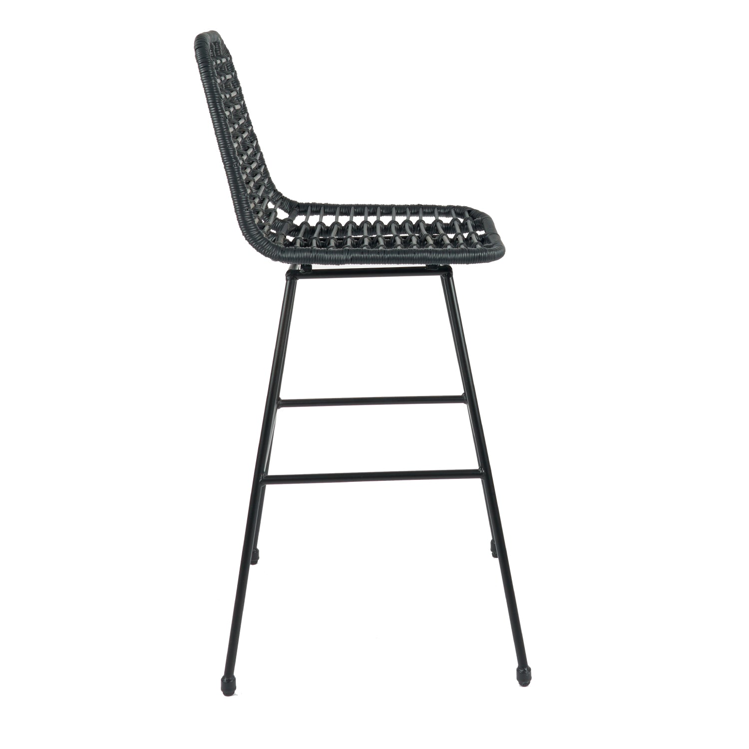 Taburete Alto de Terraza Rattan Santiago Color Negro