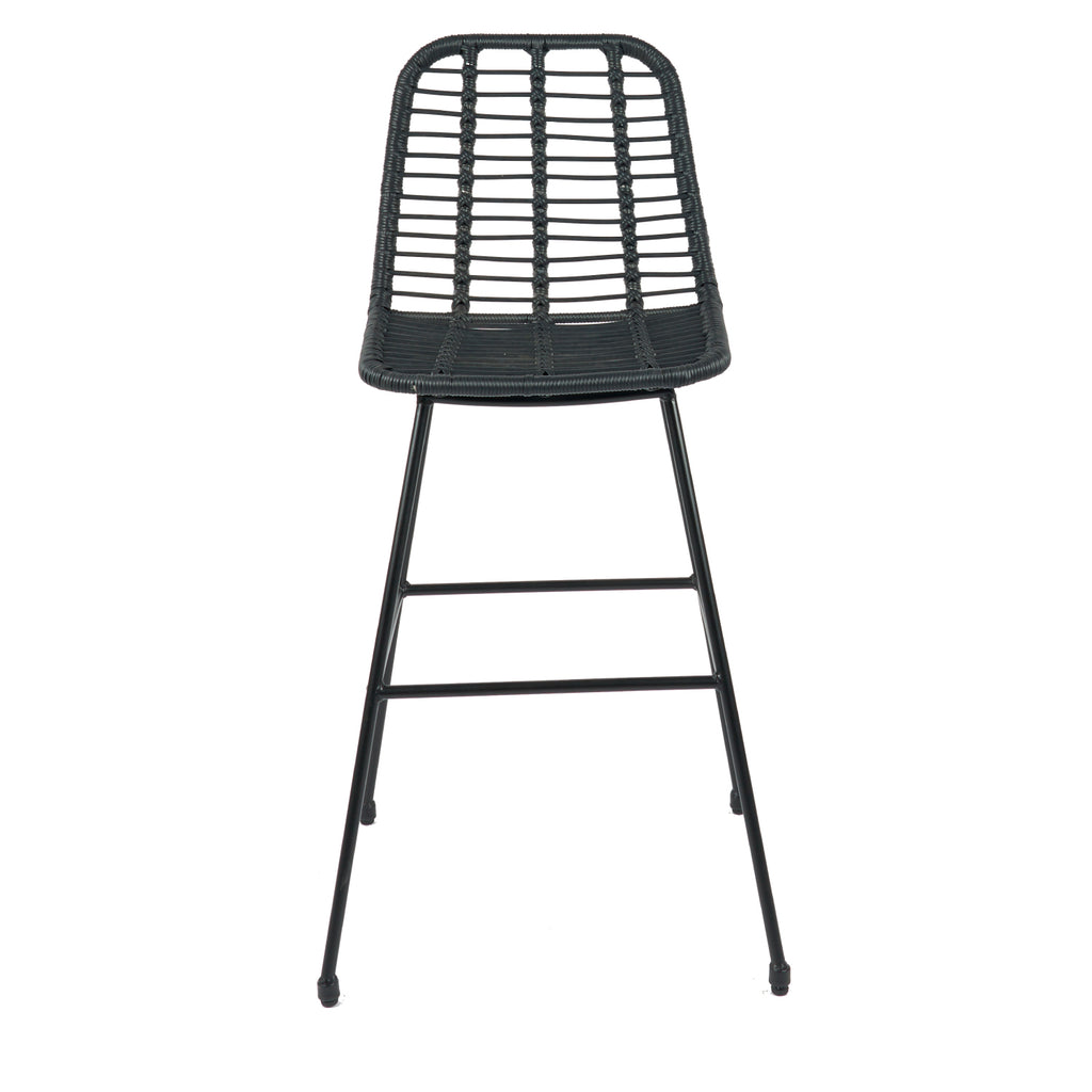 Taburete Alto de Terraza Rattan Santiago Color Negro