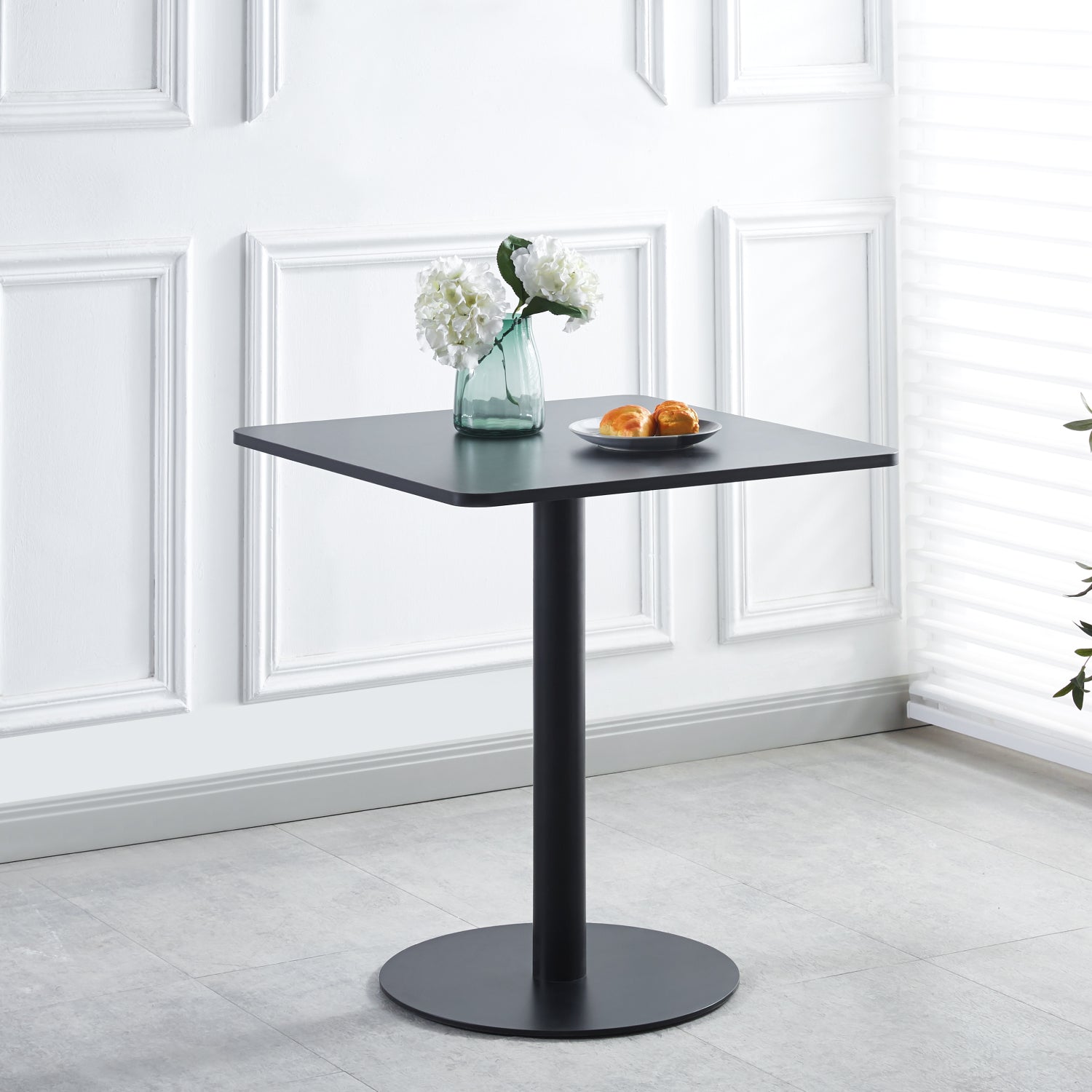 Mesa restaurant bar Oslo 70x70 Tubo Metal cubierta MDF tipo madera