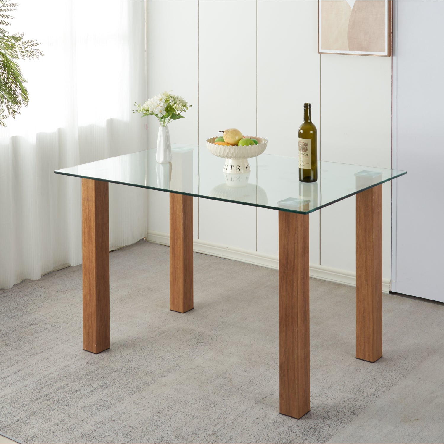 Mesa de comedor vidrio Rectan 120x80