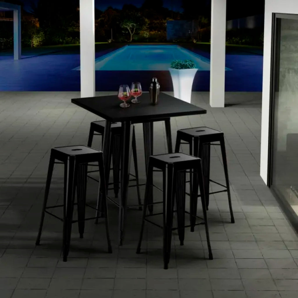 Mesa Sur de bar o terraza o restaurant 105 cm de alto 60x60cm - Negra