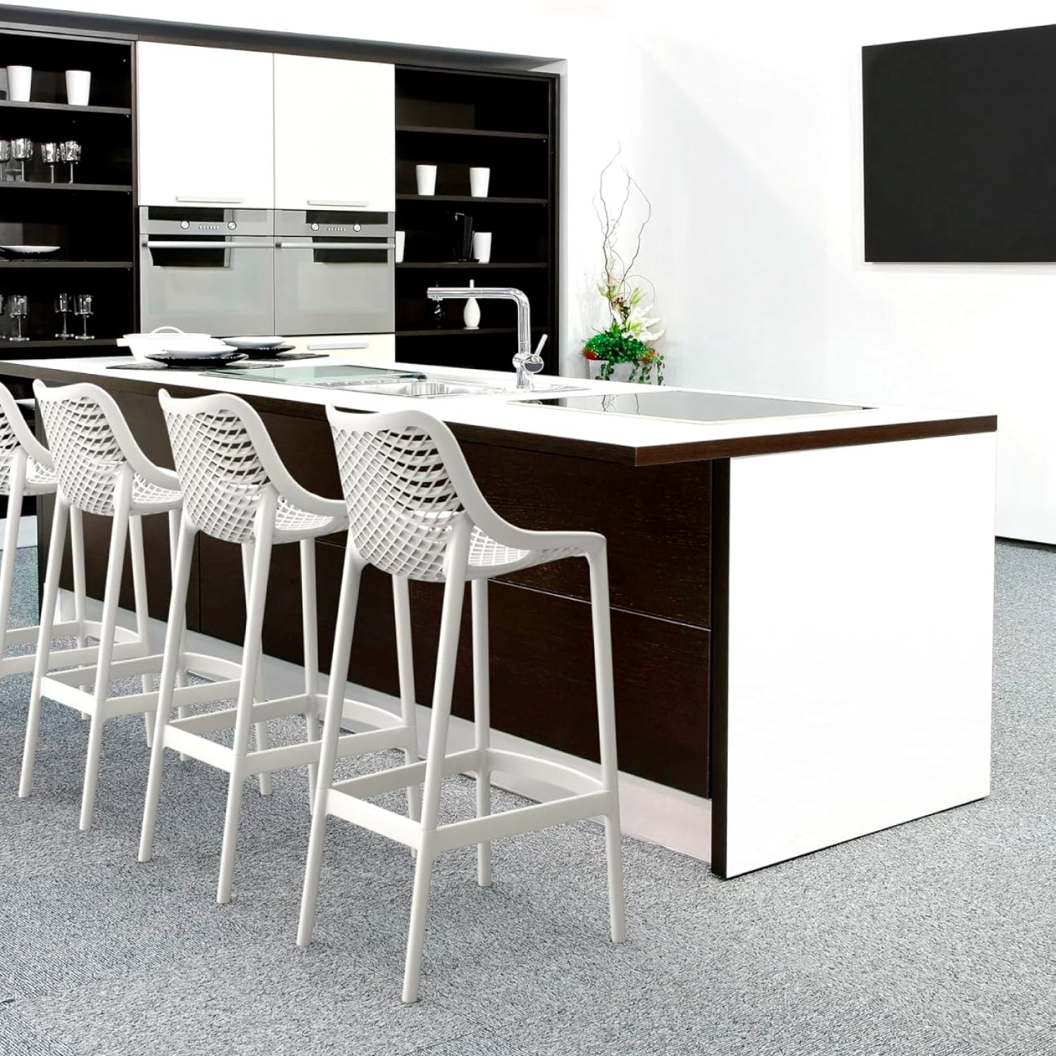 Taburete Piso de Bar Terraza Exterior Oslo - Blanco