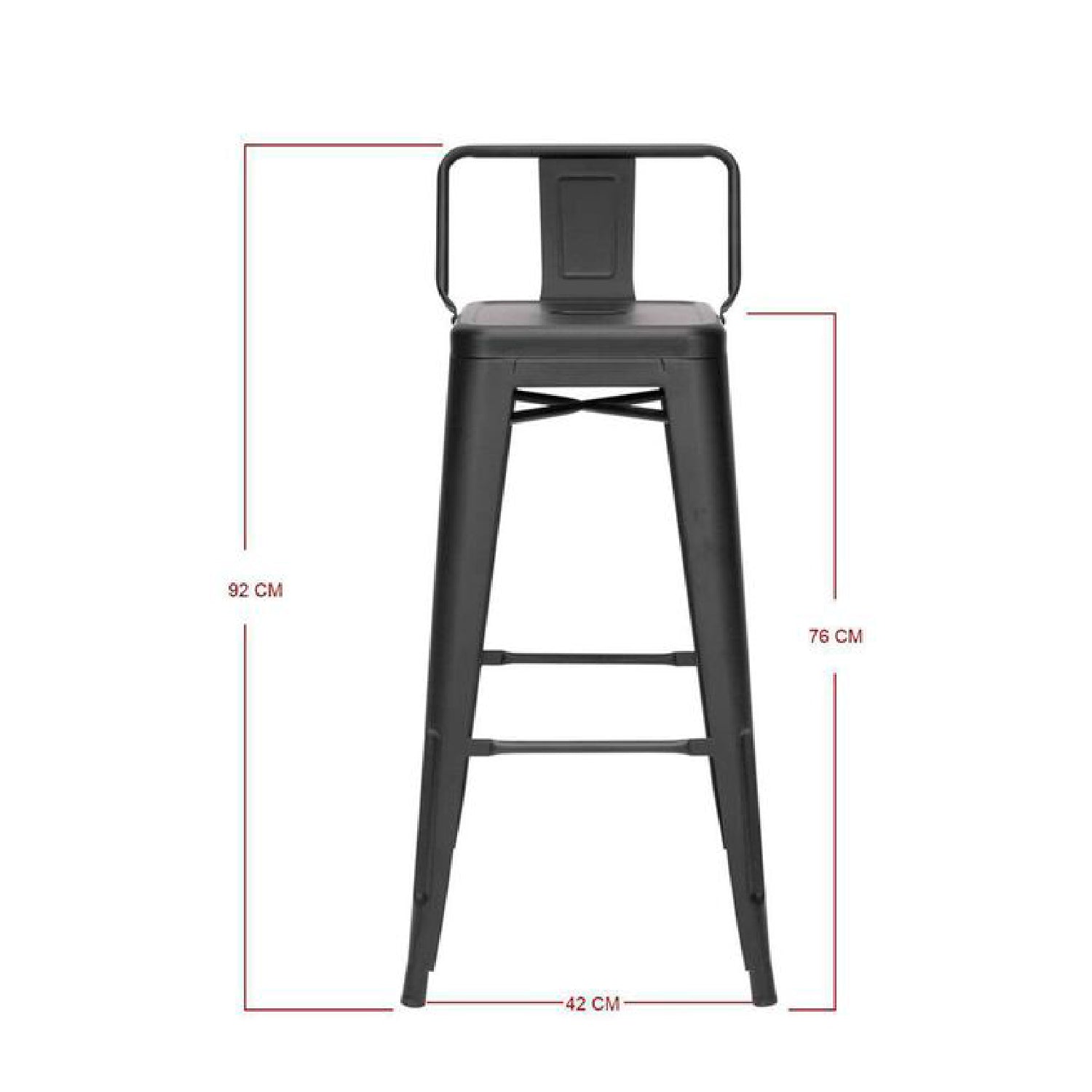 Taburete Metal con Respaldo para Bar o Cocina- Negro