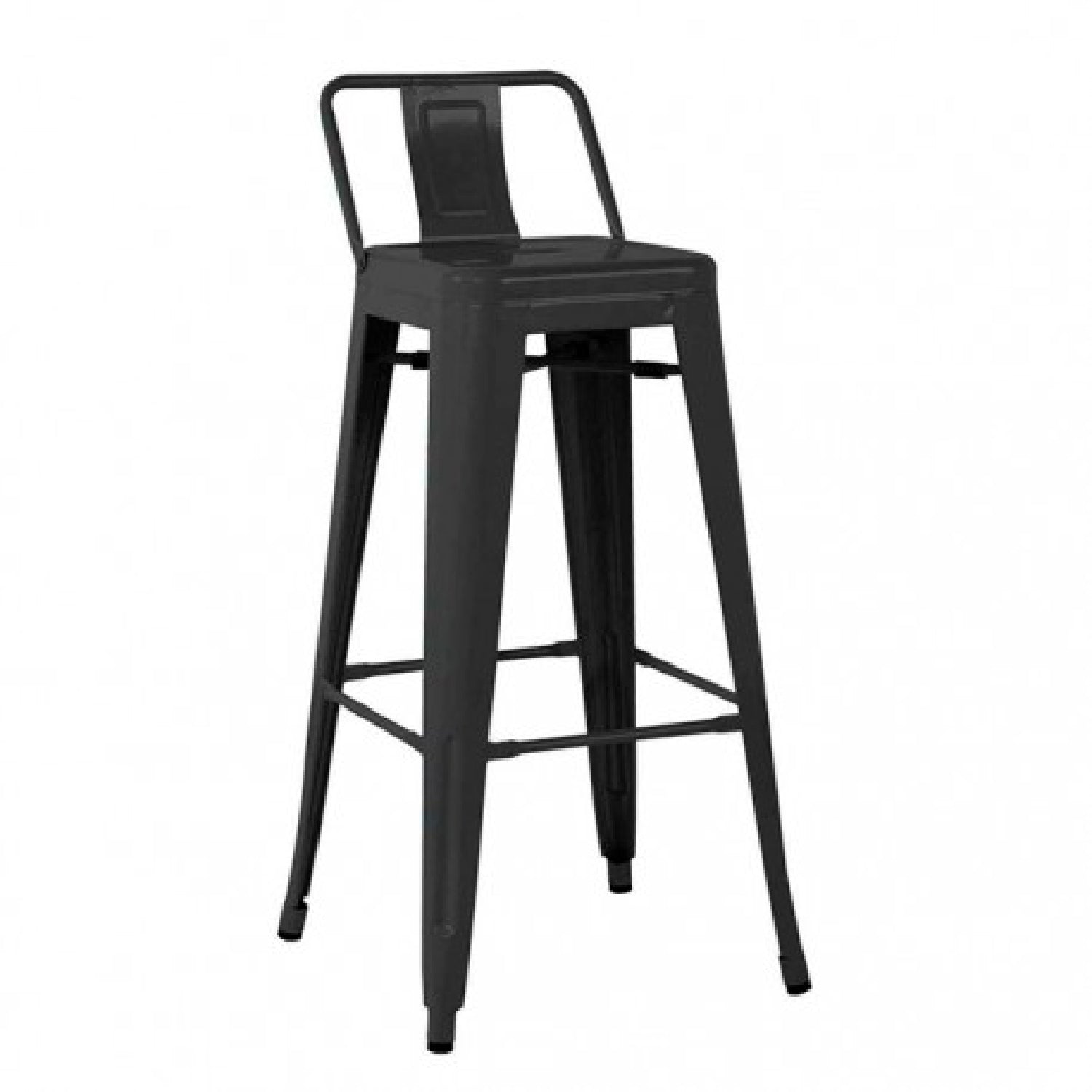 Taburete Metal con Respaldo para Bar o Cocina- Negro