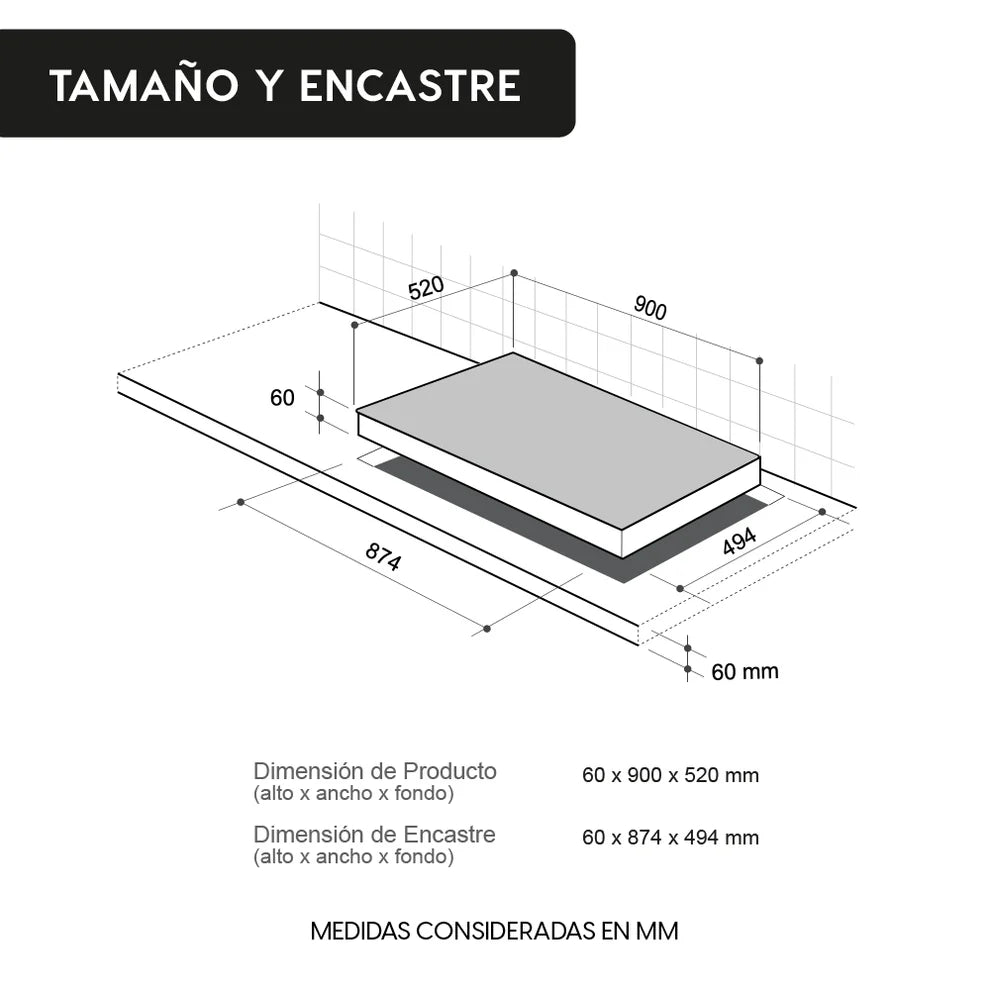 Encimera de Inducción 5 Black 5 Quemadores 90 cm FDV Deluxe