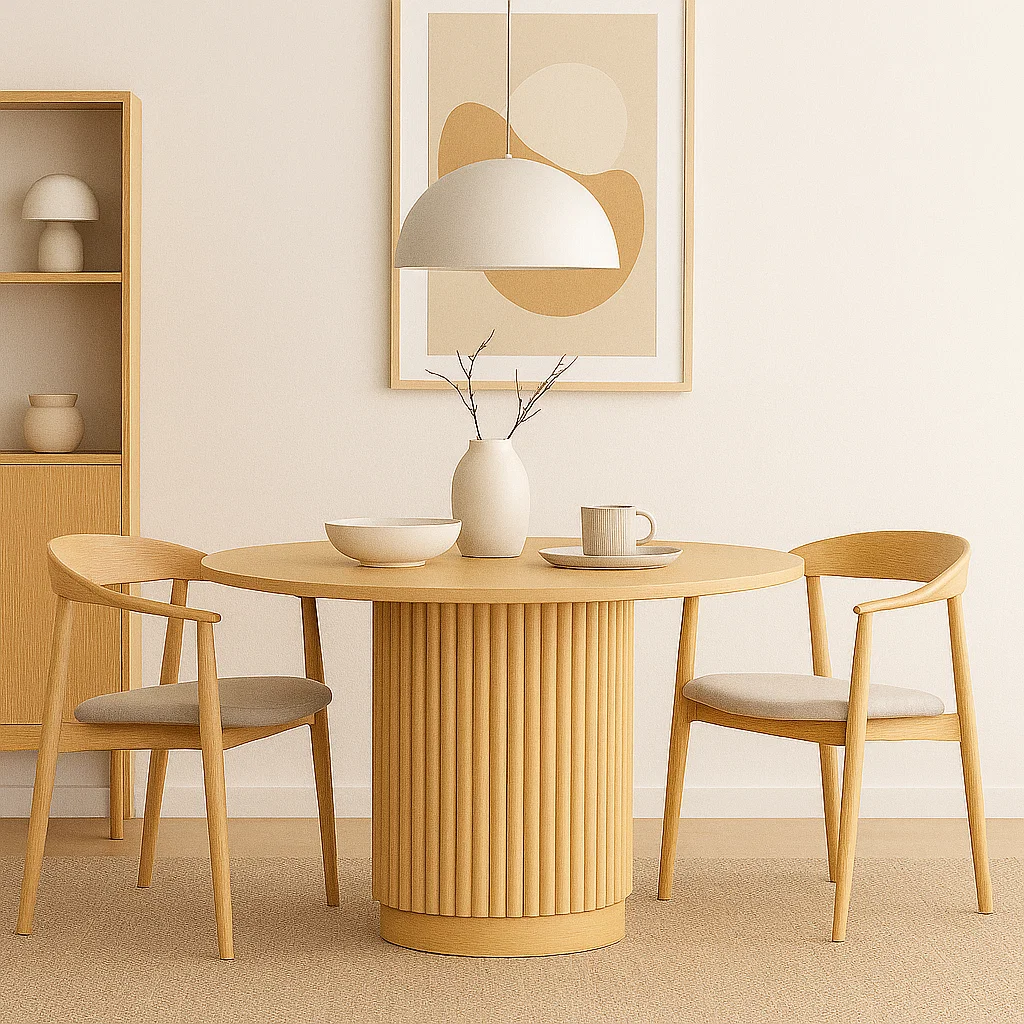 Mesa Redonda Serena Armonía de 130 cm Madera Natural - Café