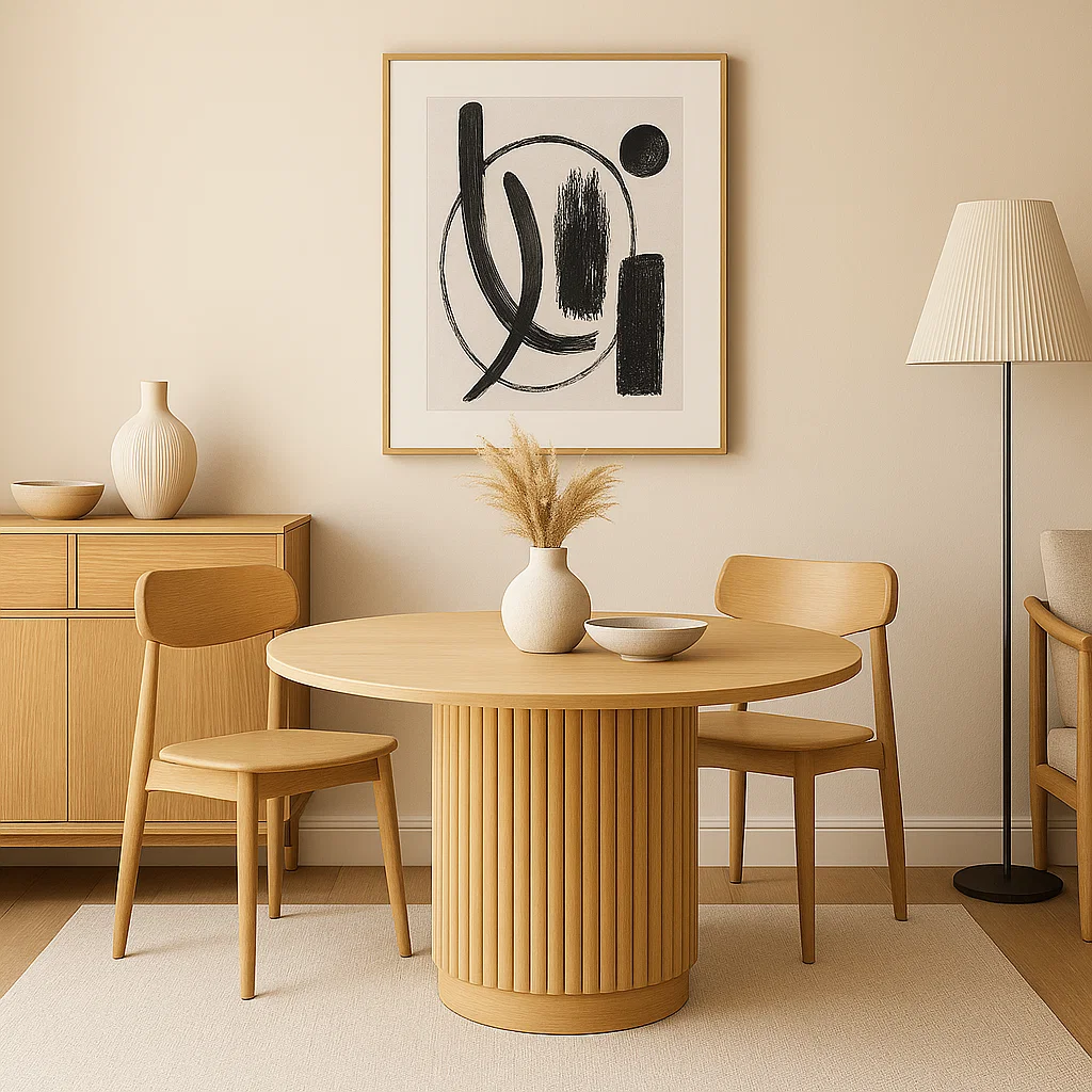 Mesa Redonda Serena Armonía de 130 cm Madera Natural - Café