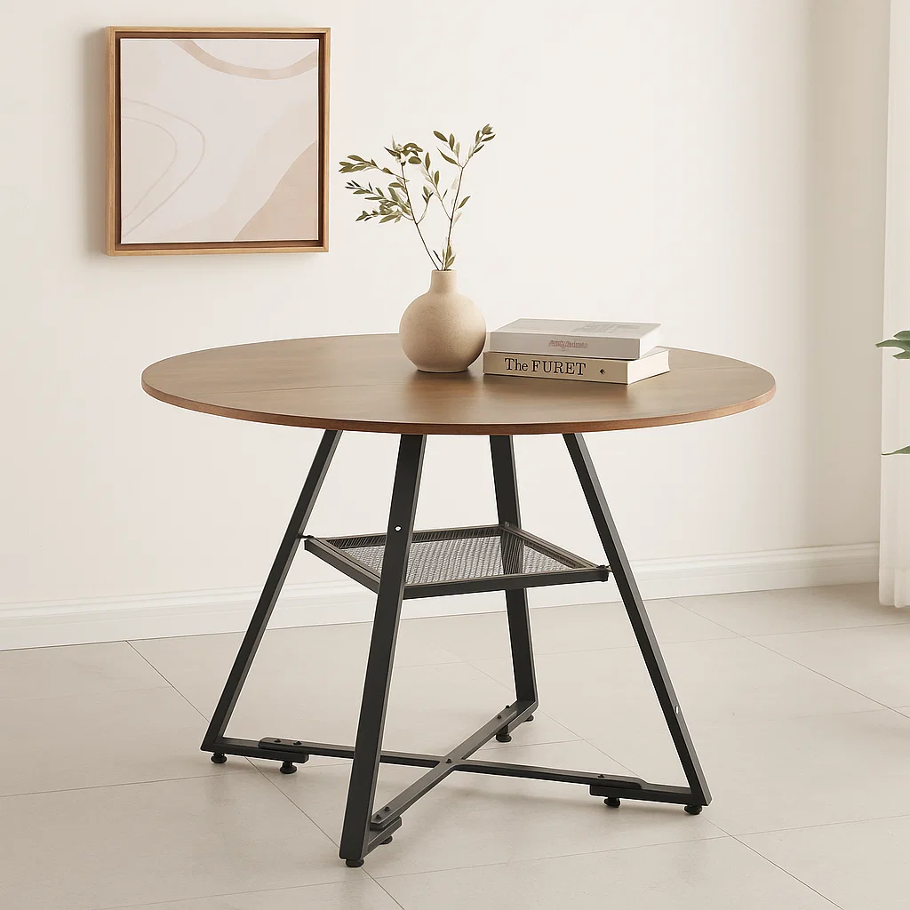 Mesa de Comedor Redonda Estilo Industrial Stone