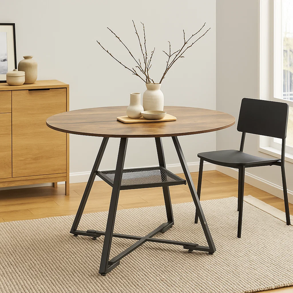 Mesa de Comedor Redonda Estilo Industrial Stone