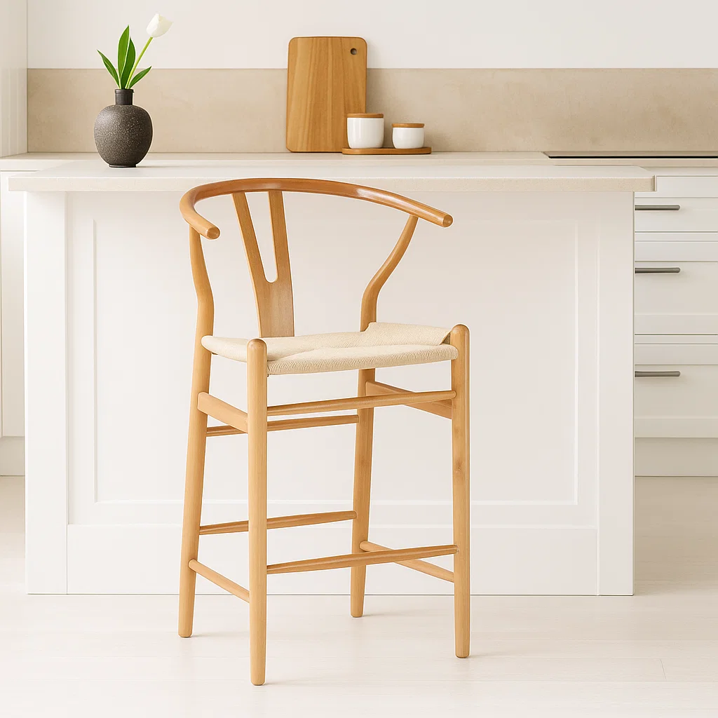 Taburete Cordoba Madera y Hilo de Cuerda - Natural