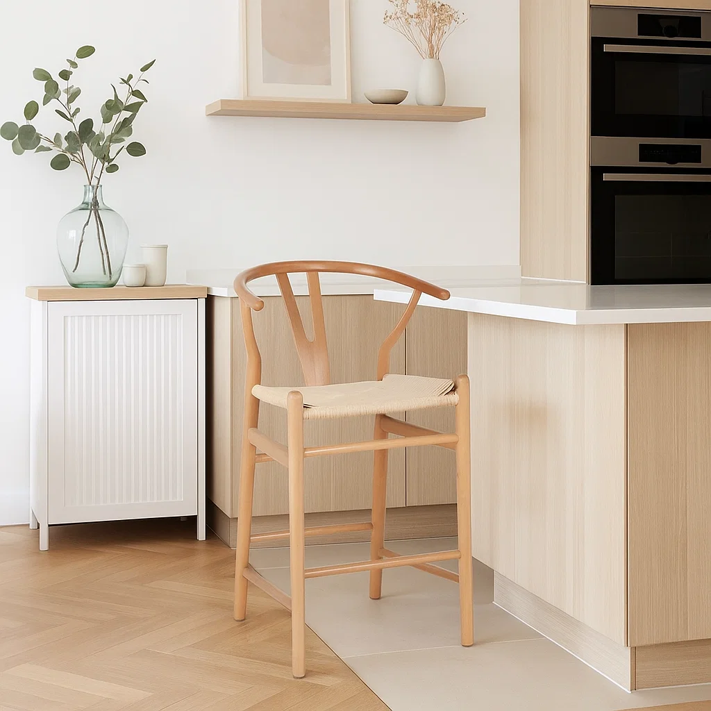 Taburete Cordoba Madera y Hilo de Cuerda - Natural