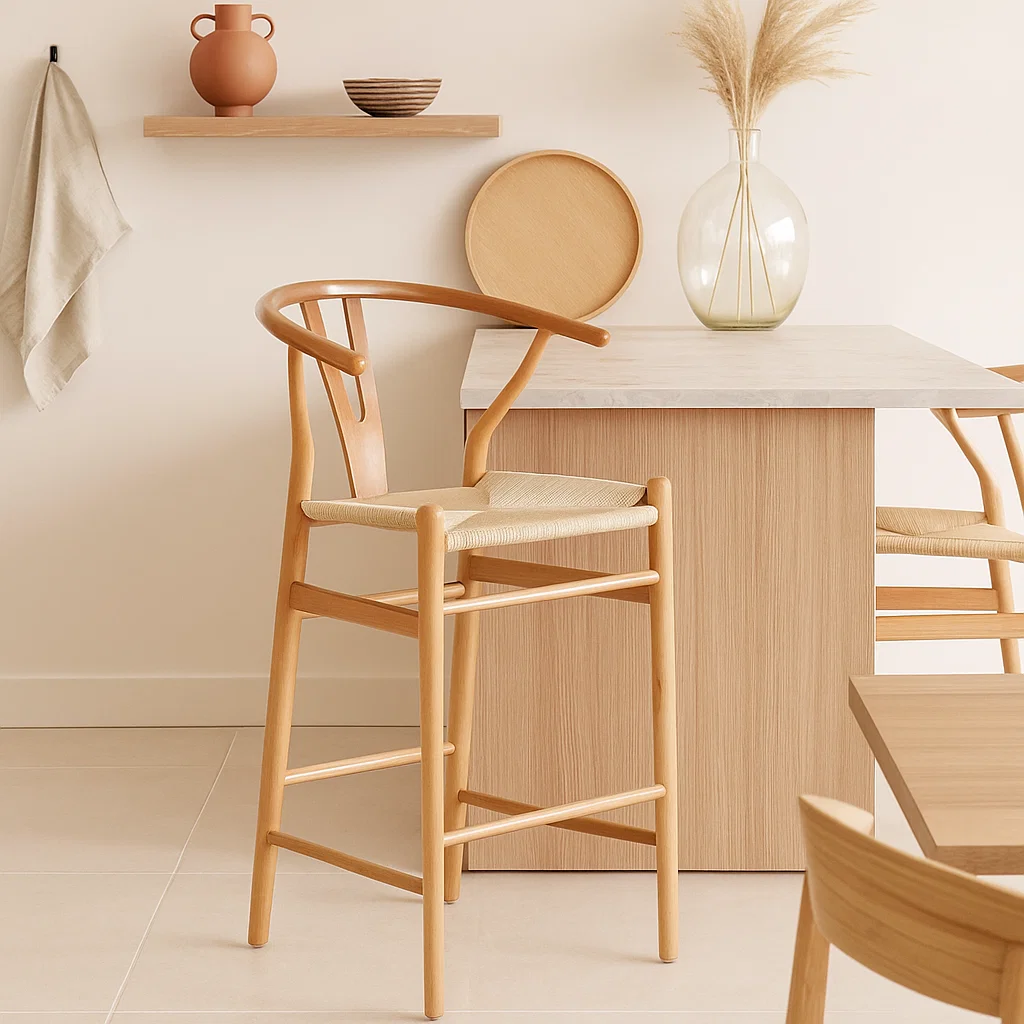 Taburete Cordoba Madera y Hilo de Cuerda - Natural