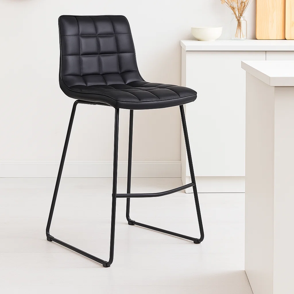 Taburete Alto Roma Cuero Sintetico con Patas Metálicas Estilo Industrial