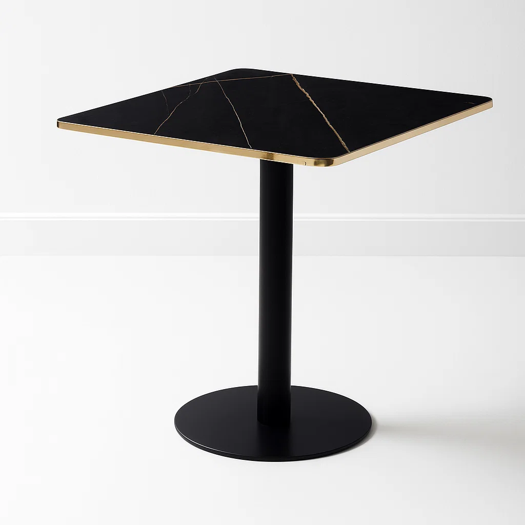 Mesa Paris de Mdf Efecto Marmol Negro con Dorado