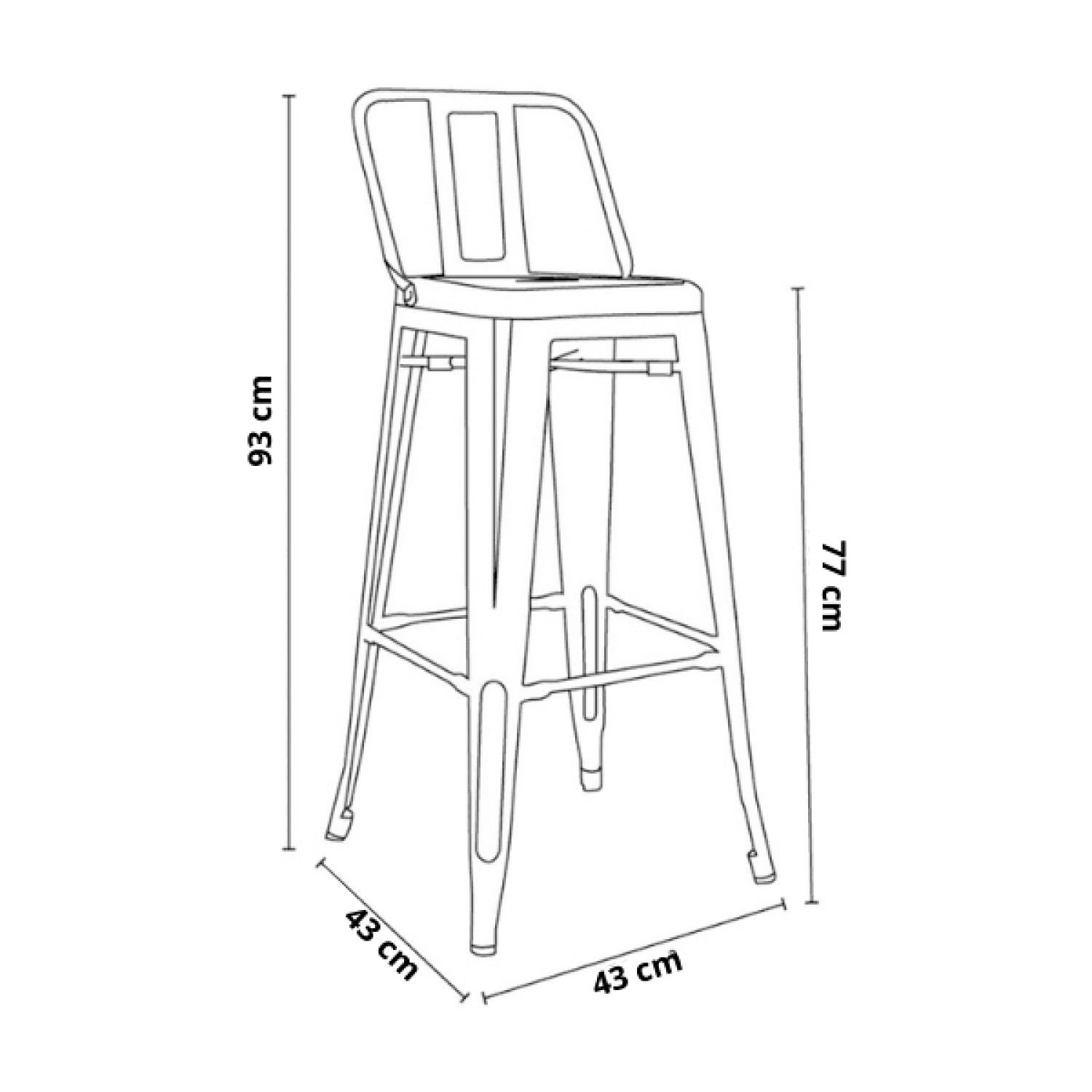 Taburetes Metal de acero - Negro